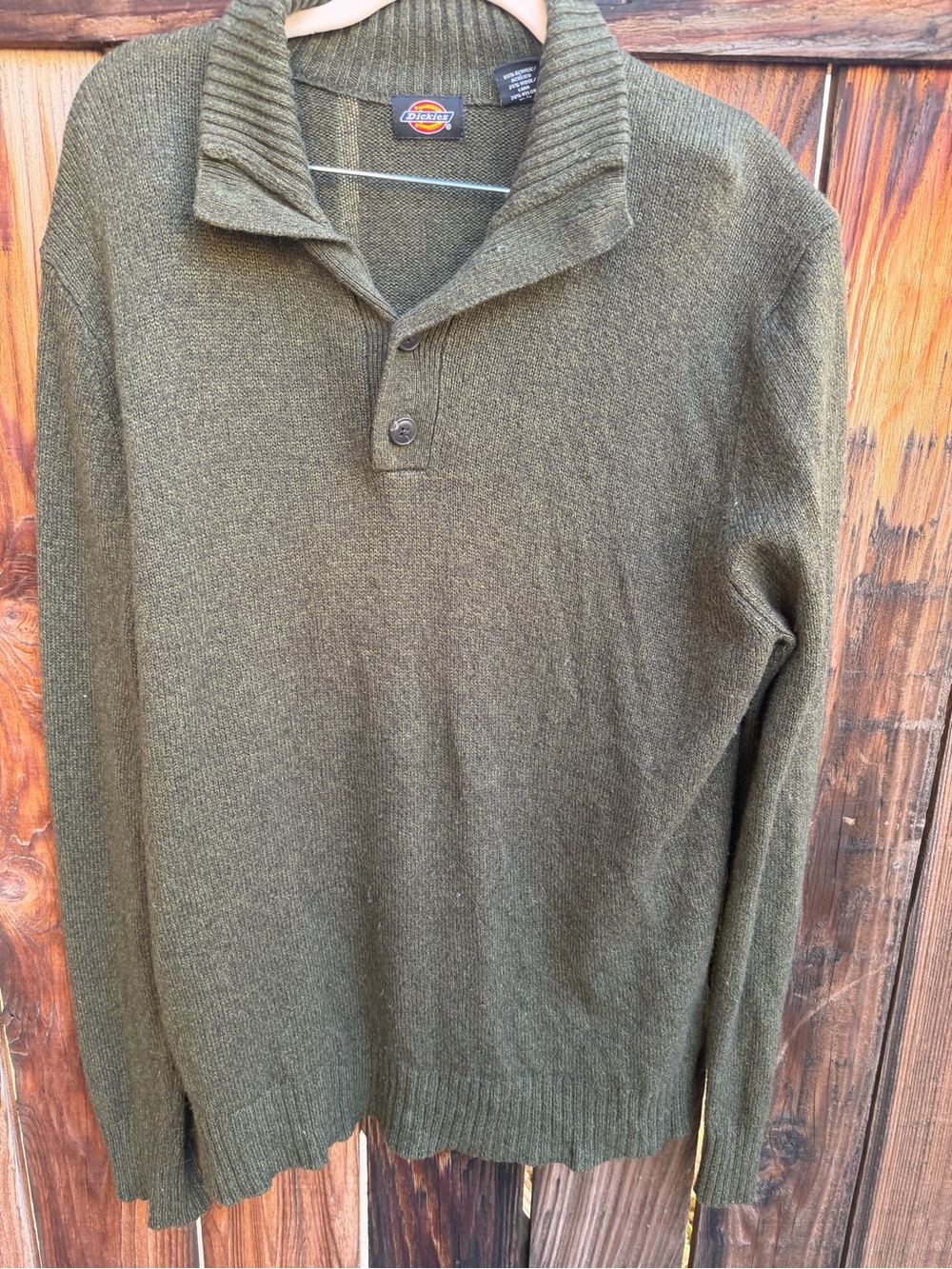 Dickies Men's Olive Green V-Neck Shawl Collar Pullover